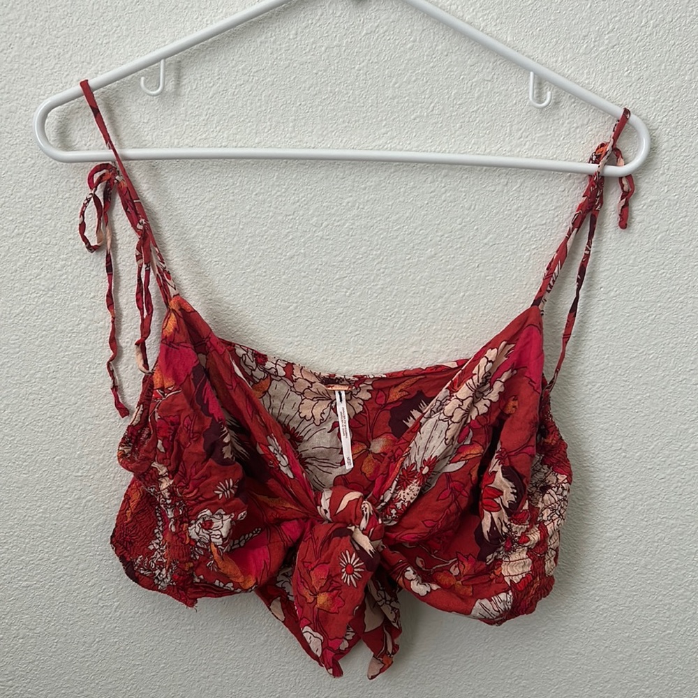 Free People Tie Front Cami Crop Top